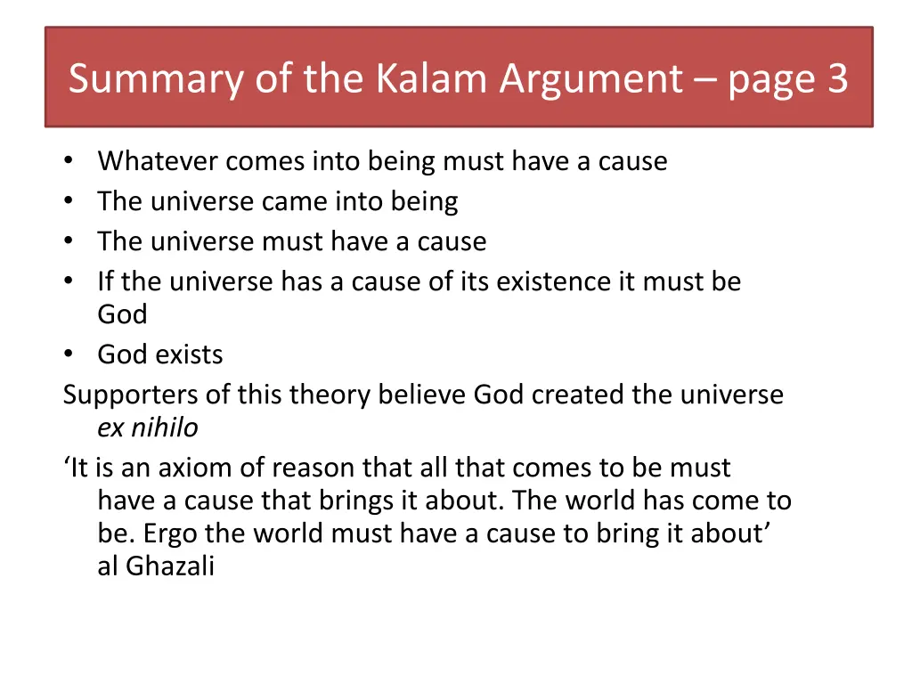 summary of the kalam argument page 3