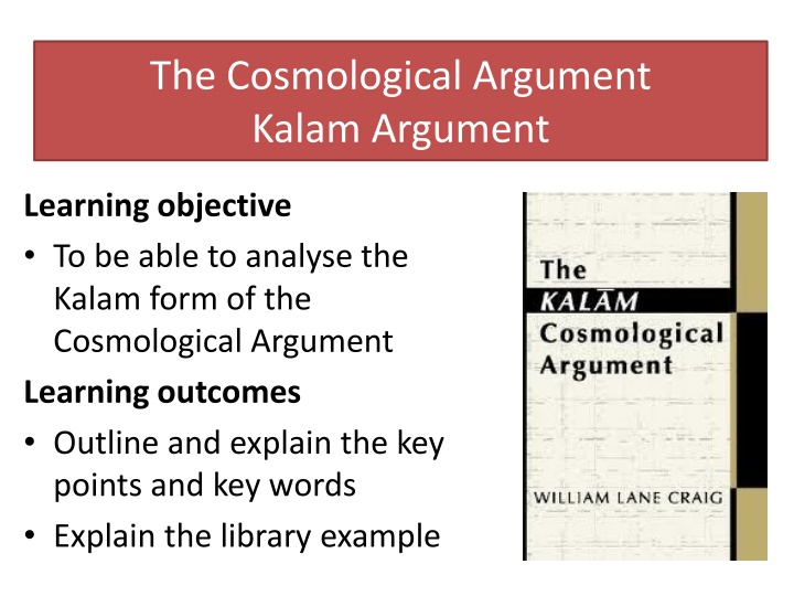 the cosmological argument kalam argument