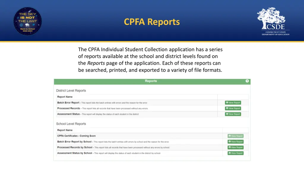 cpfa reports