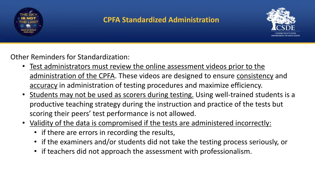 cpfa standardized administration 1