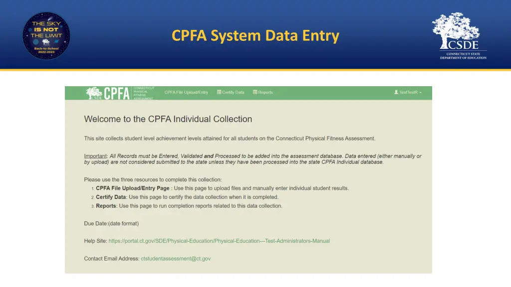 cpfa system data entry