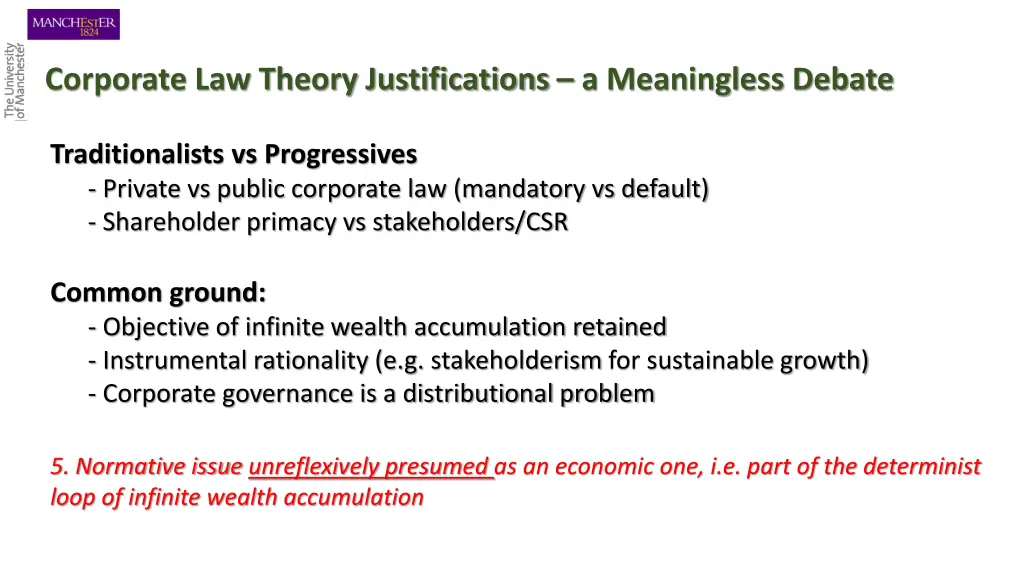 corporate law theory justifications a meaningless