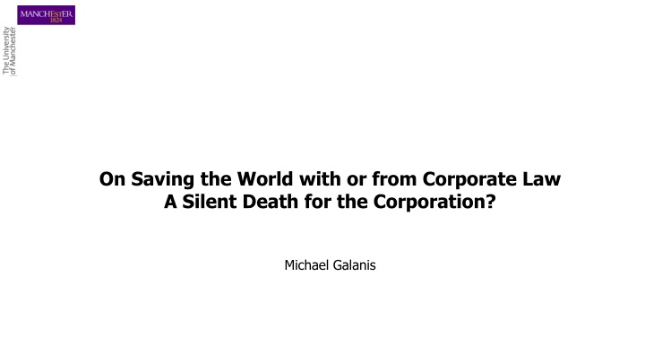 on saving the world with or from corporate