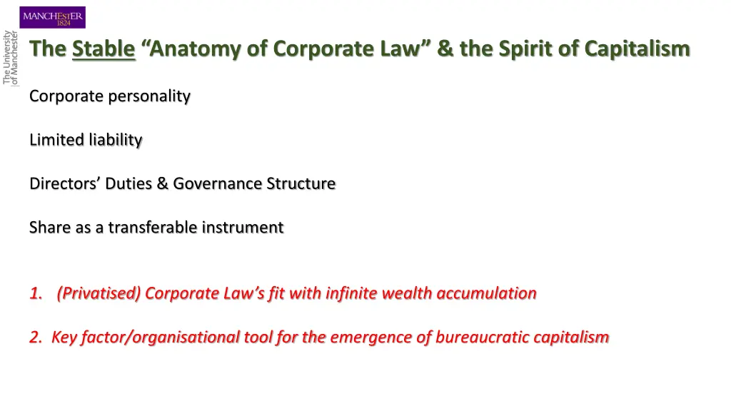 the stable anatomy of corporate law the spirit