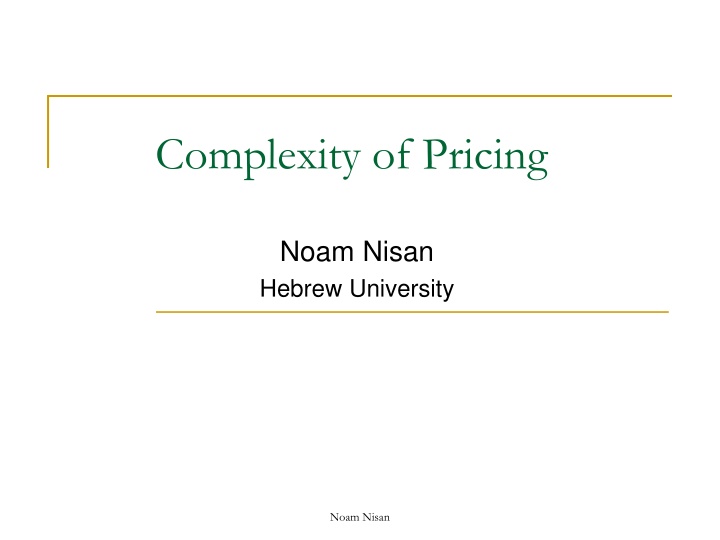 complexity of pricing