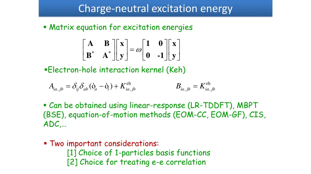 charge neutral excitation energy