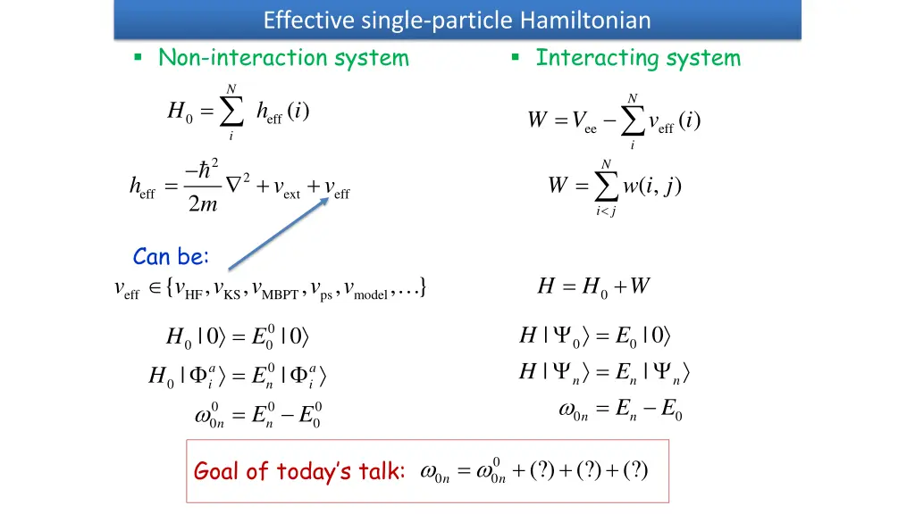 effective single particle hamiltonian