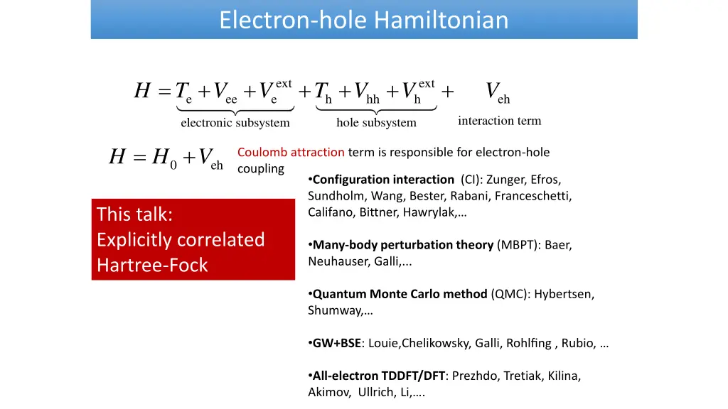 electron hole hamiltonian