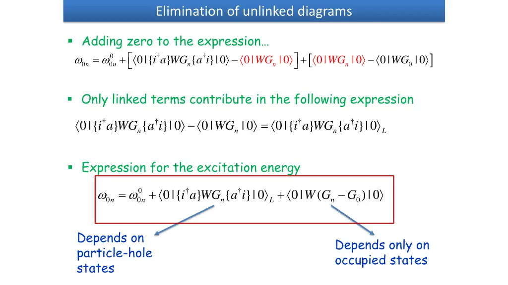 elimination of unlinked diagrams