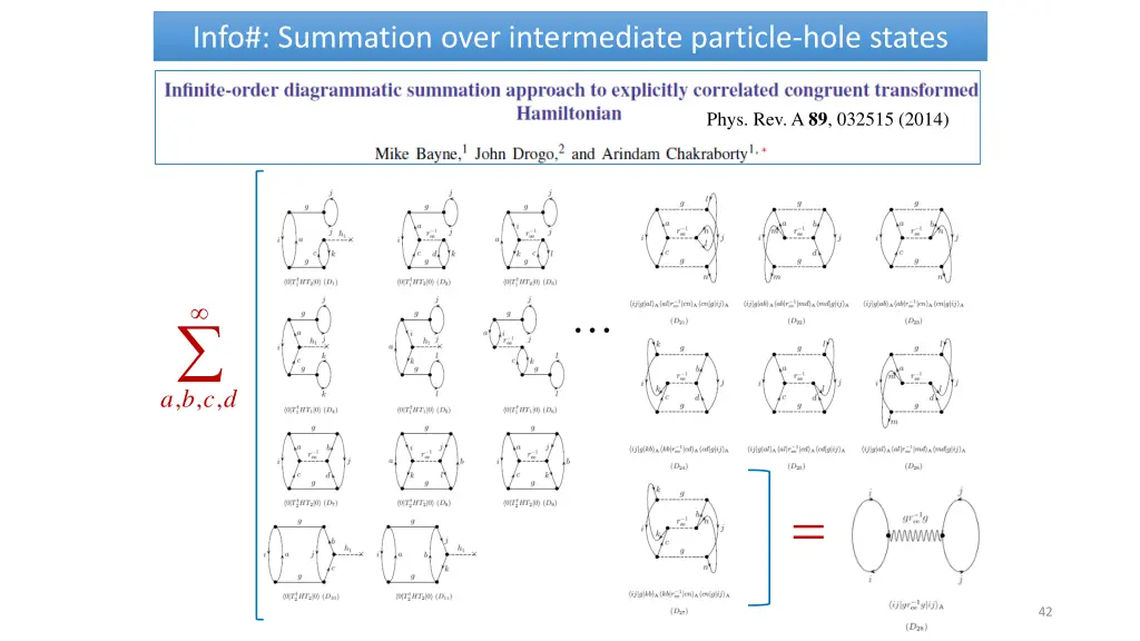 info summation over intermediate particle hole