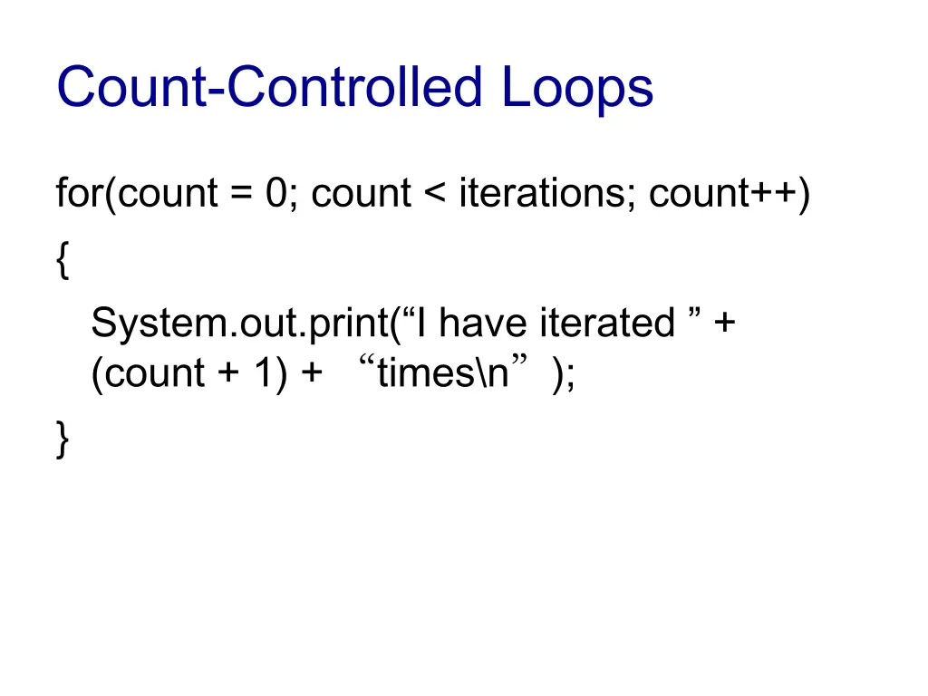 count controlled loops