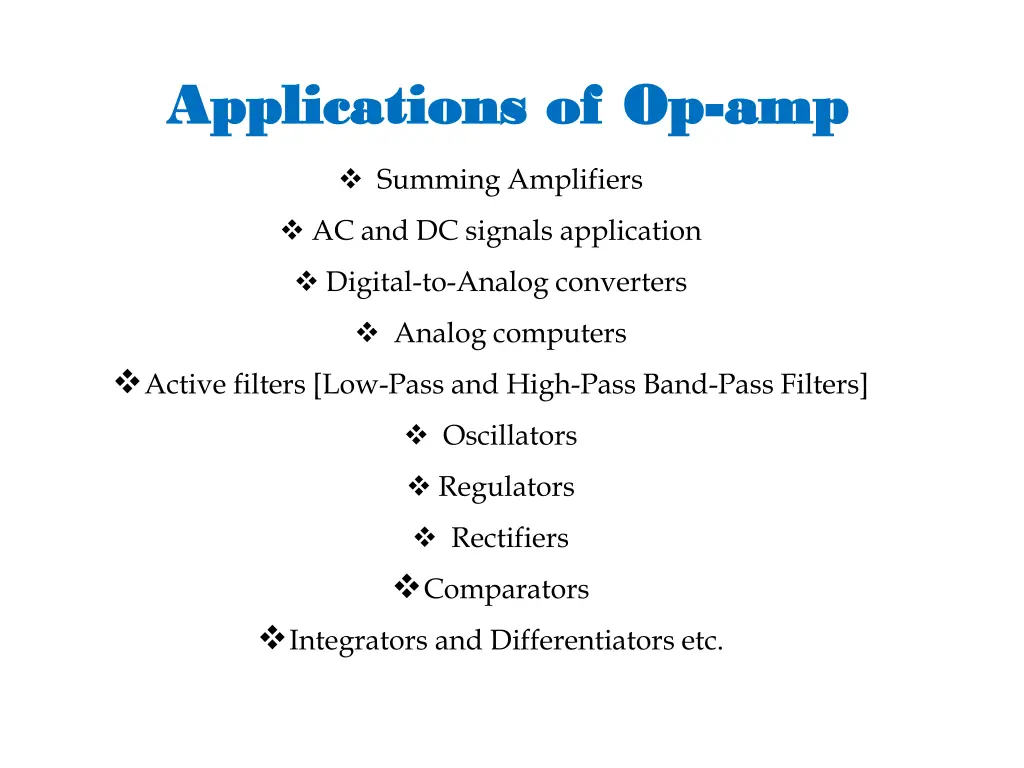 applications of op applications of op amp