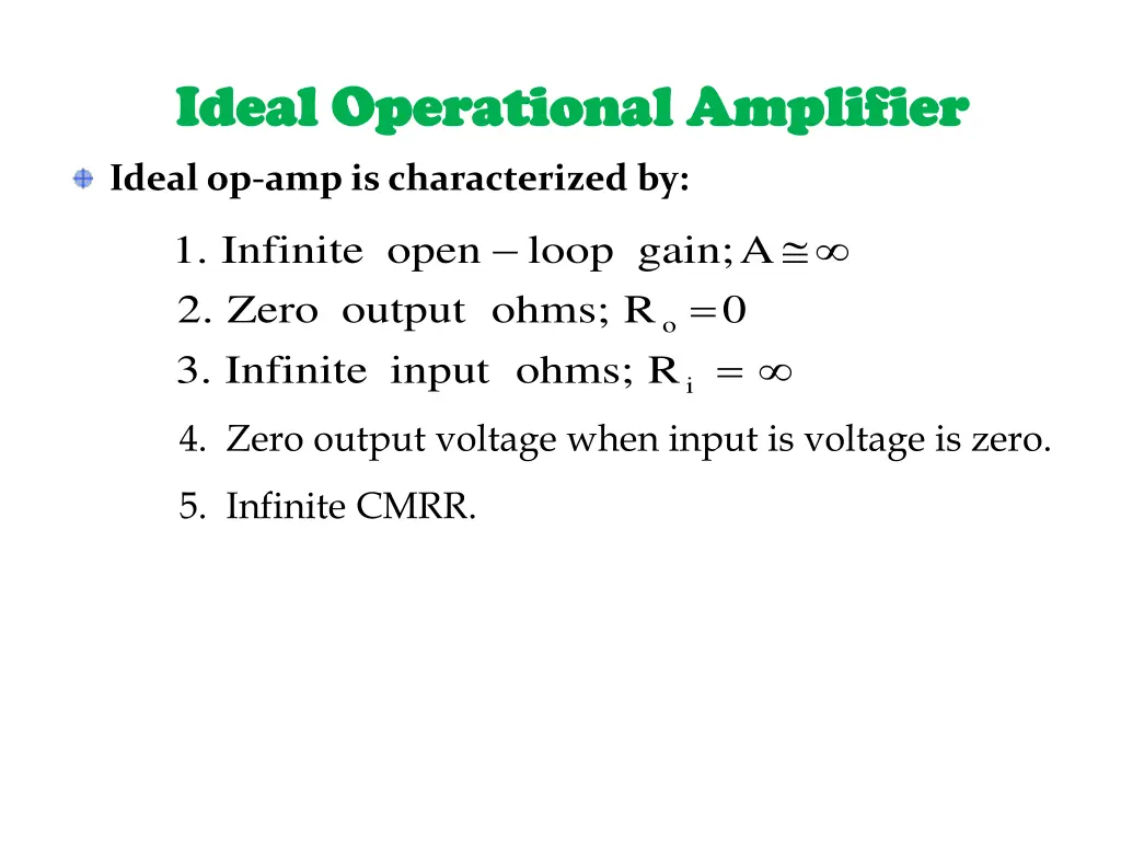 ideal operational amplifier ideal operational