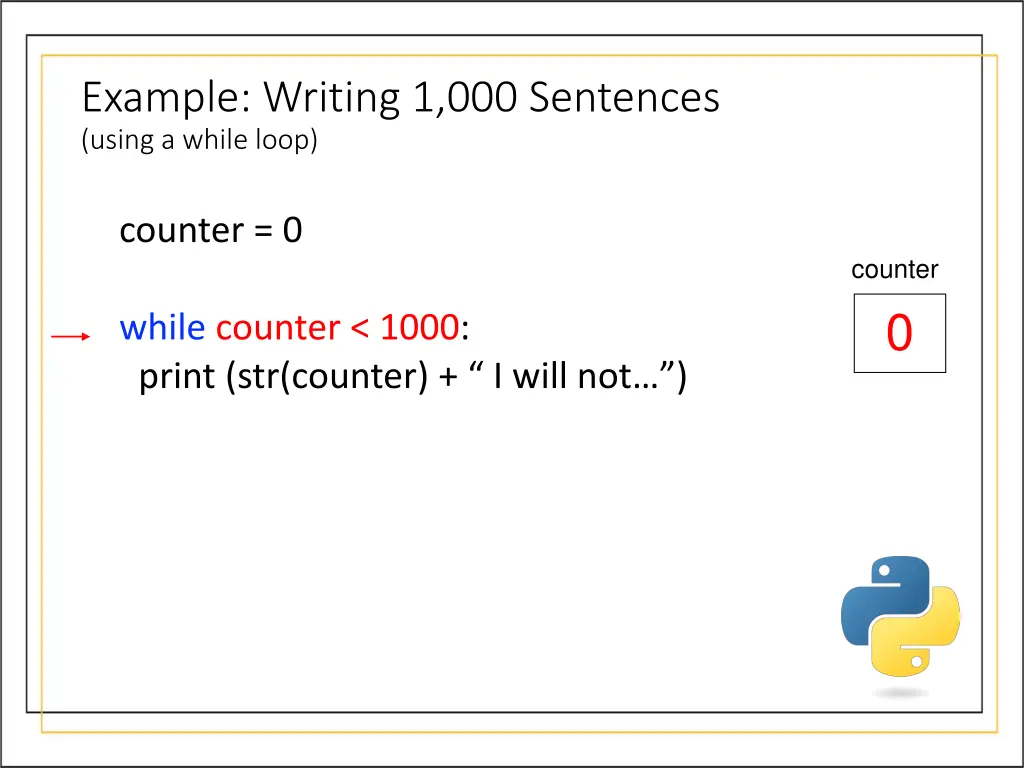 example writing 1 000 sentences using a while loop 1