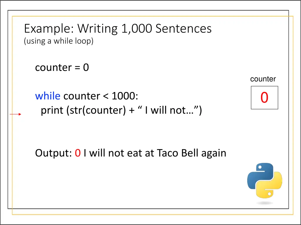 example writing 1 000 sentences using a while loop 5