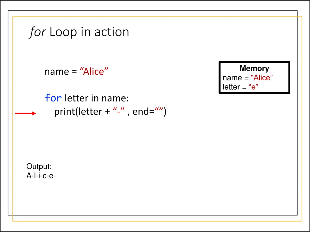 for loop in action 10