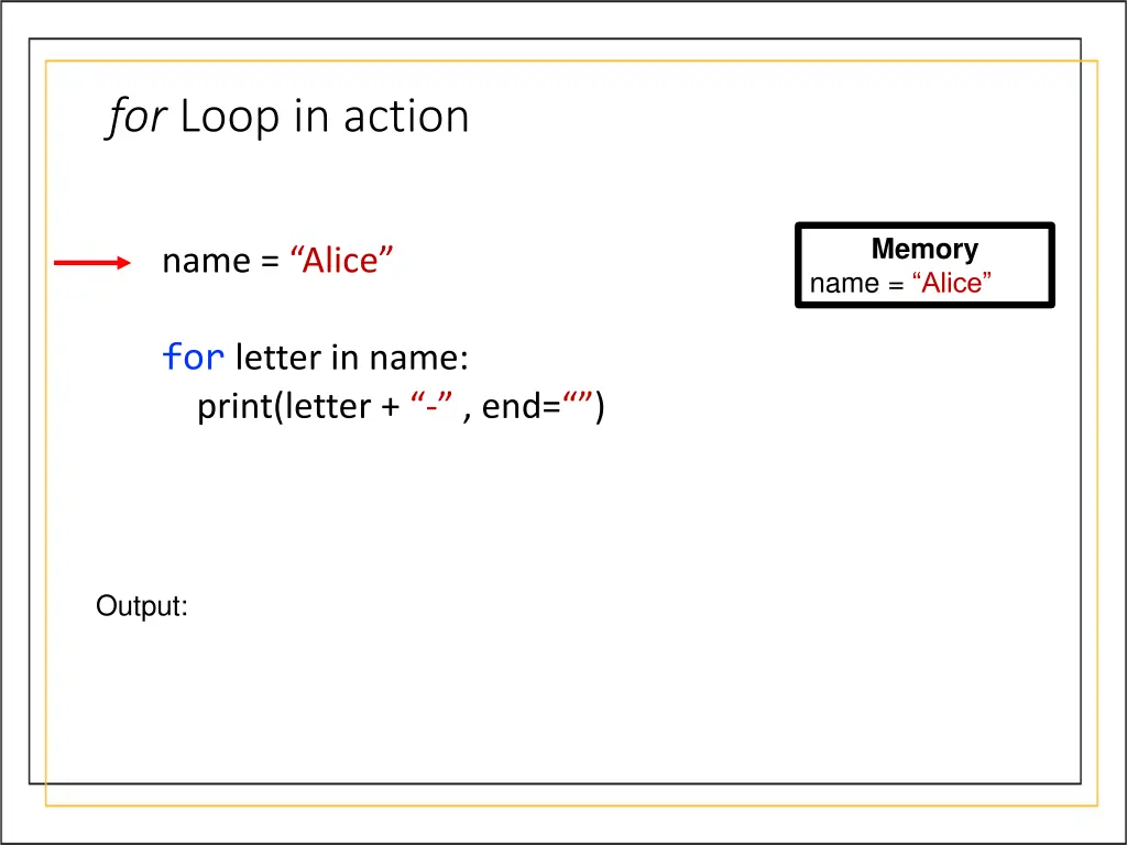 for loop in action