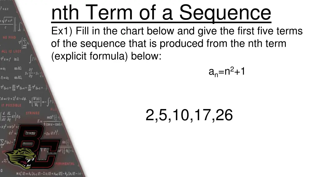 nth term of a sequence ex1 fill in the chart 5