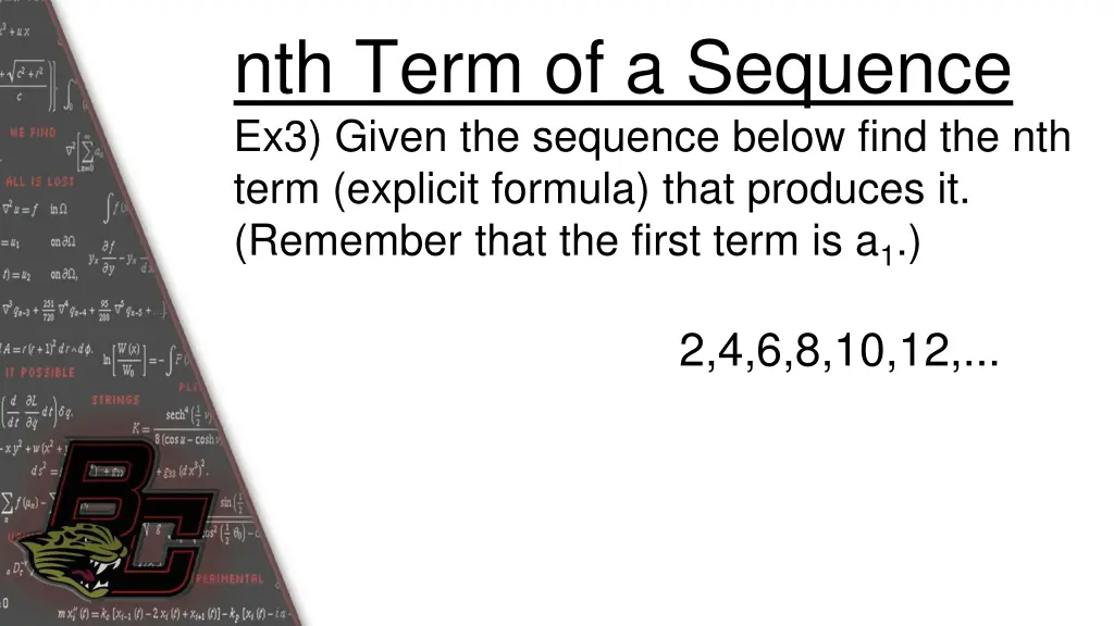 nth term of a sequence ex3 given the sequence