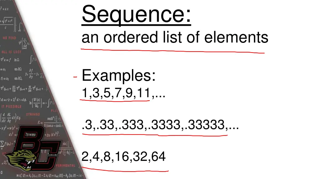 sequence an ordered list of elements