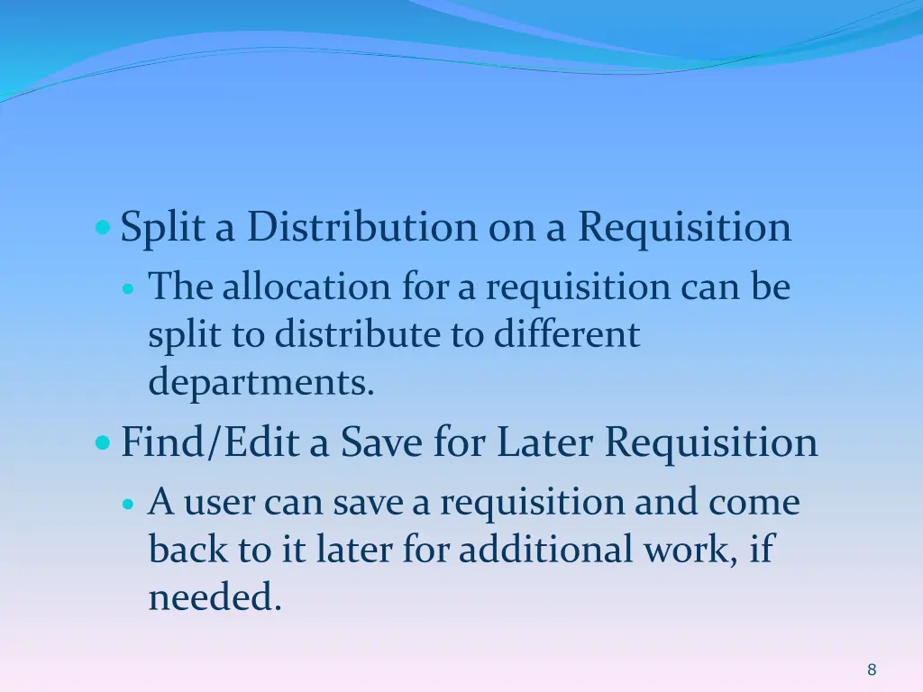 split a distribution on a requisition