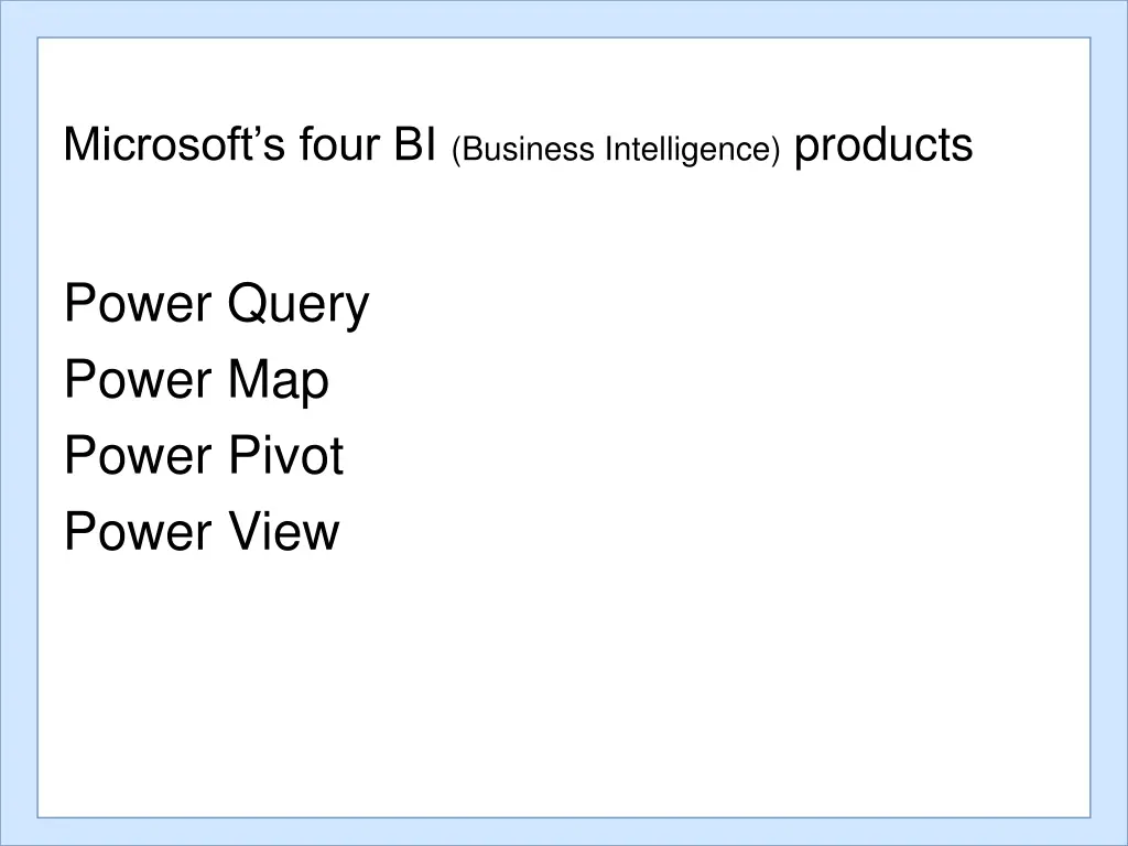 microsoft s four bi business intelligence products