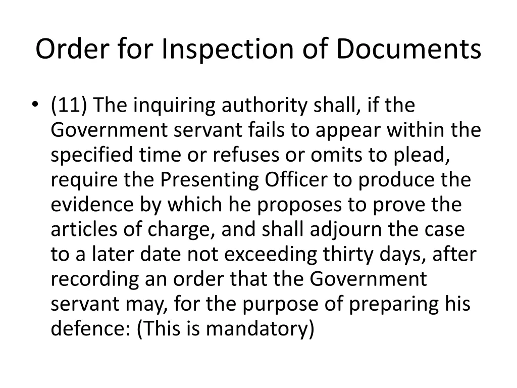 order for inspection of documents