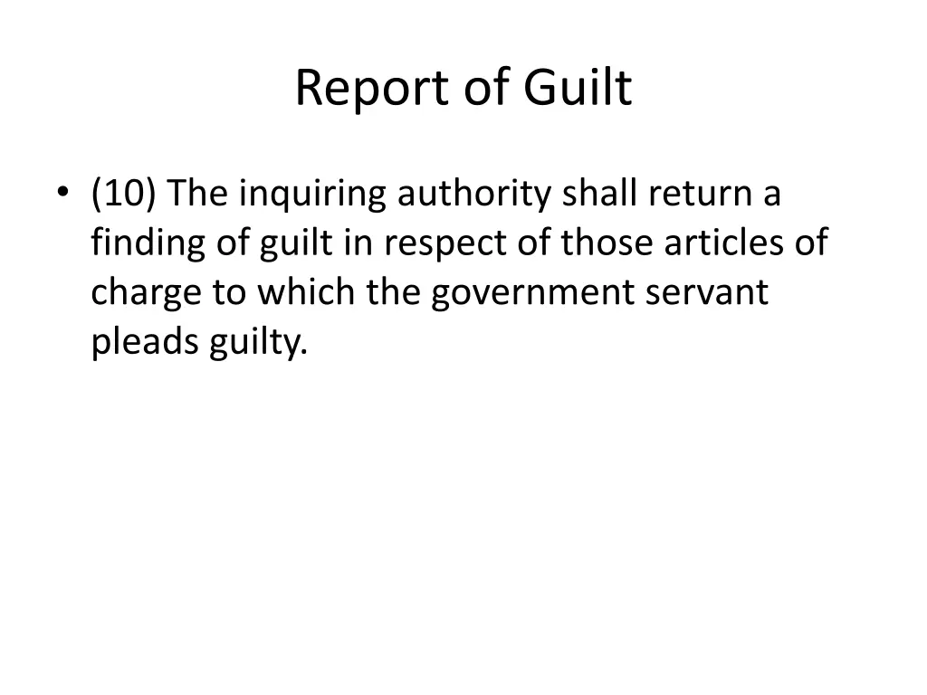 report of guilt