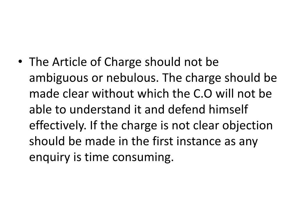 the article of charge should not be ambiguous