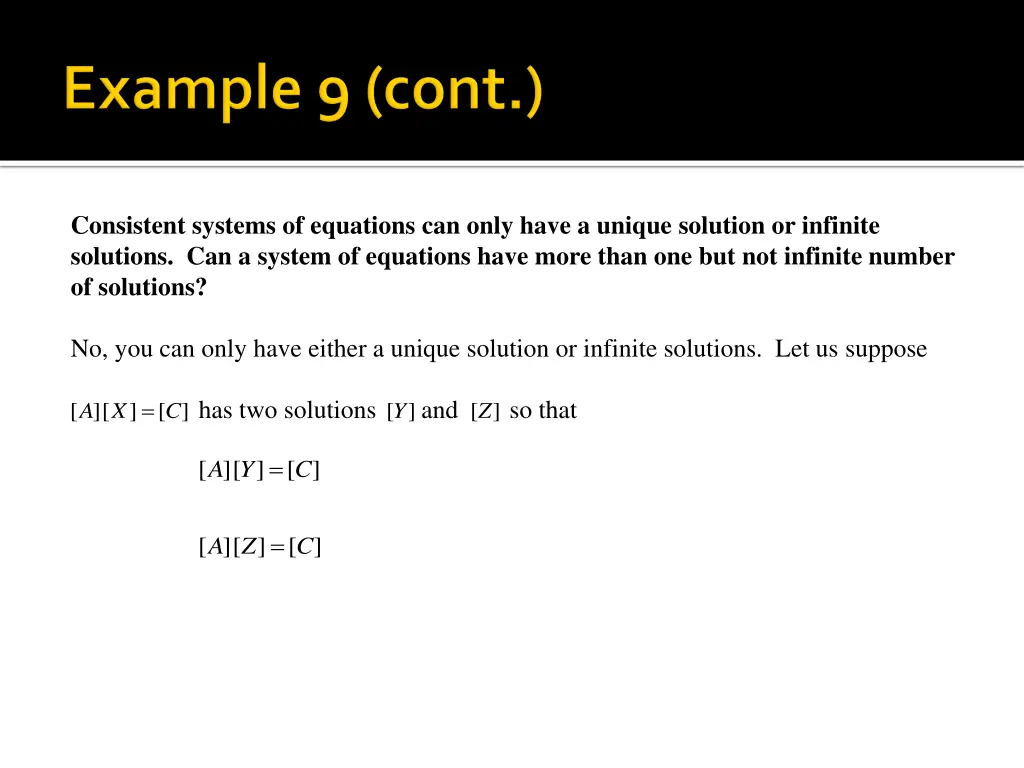 consistent systems of equations can only have