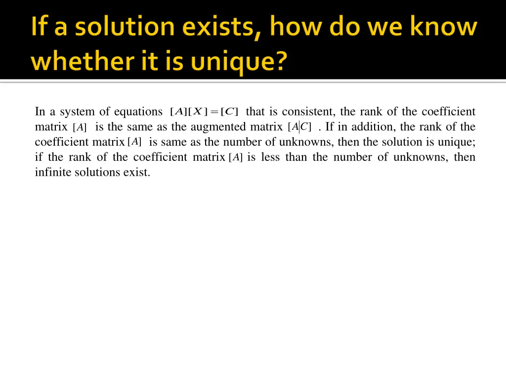 in a system of equations matrix is the same