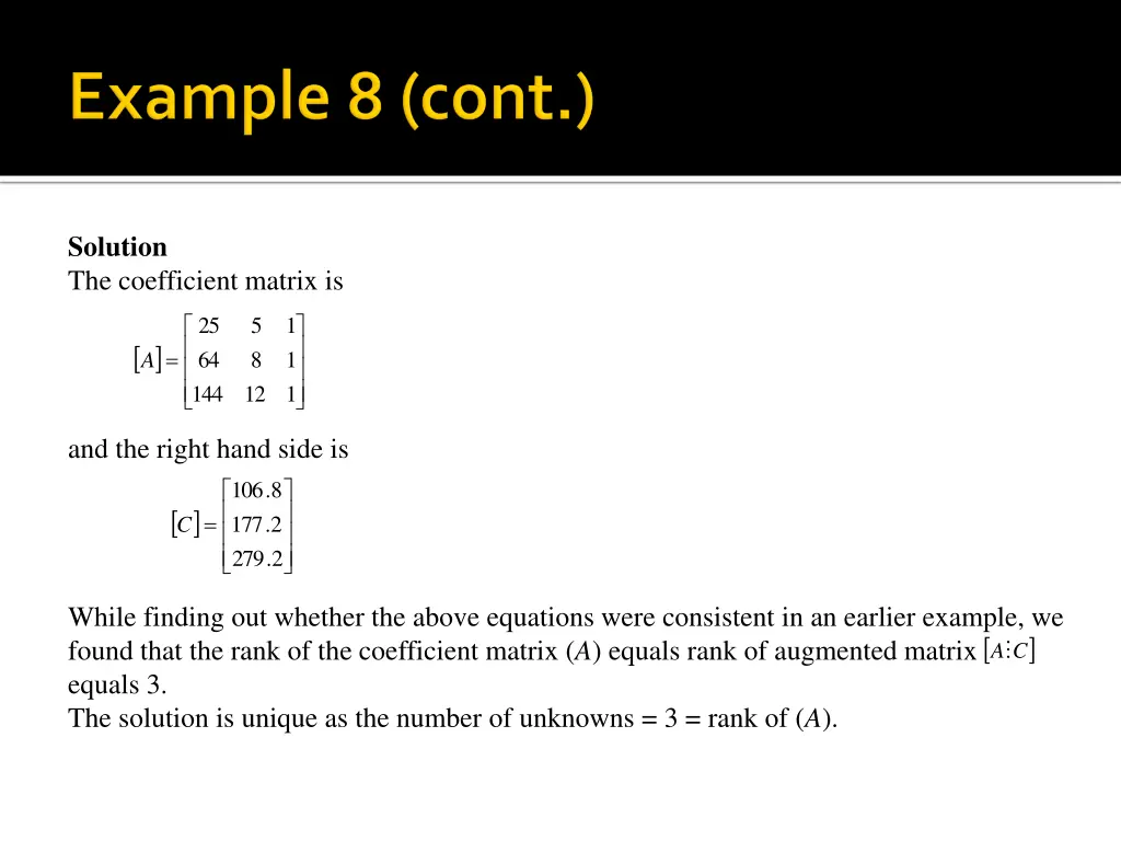 solution the coefficient matrix is 1