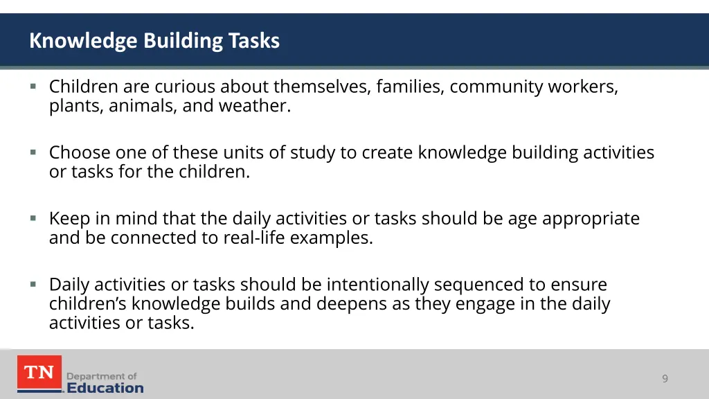 knowledge building tasks