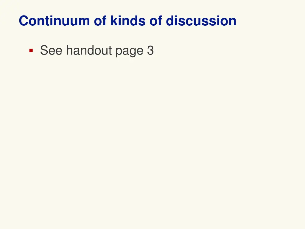 continuum of kinds of discussion 1