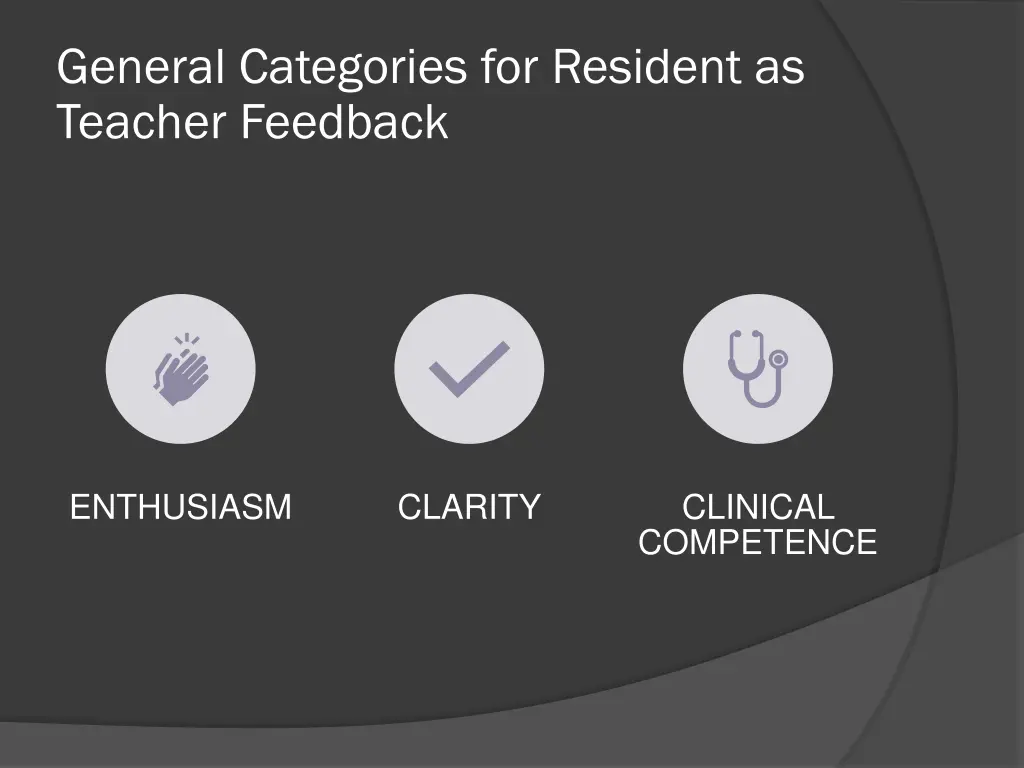 general categories for resident as teacher