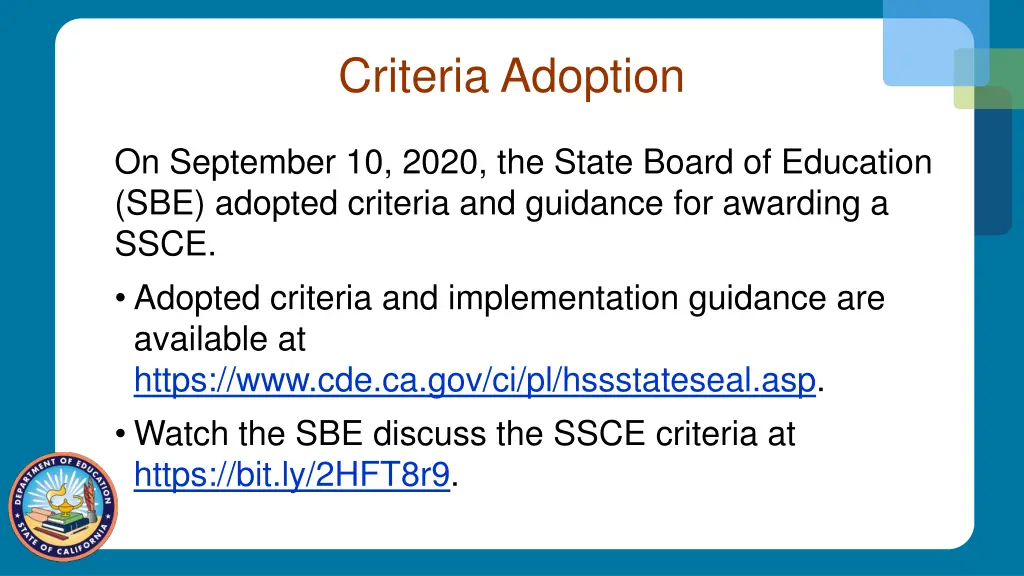 criteria adoption