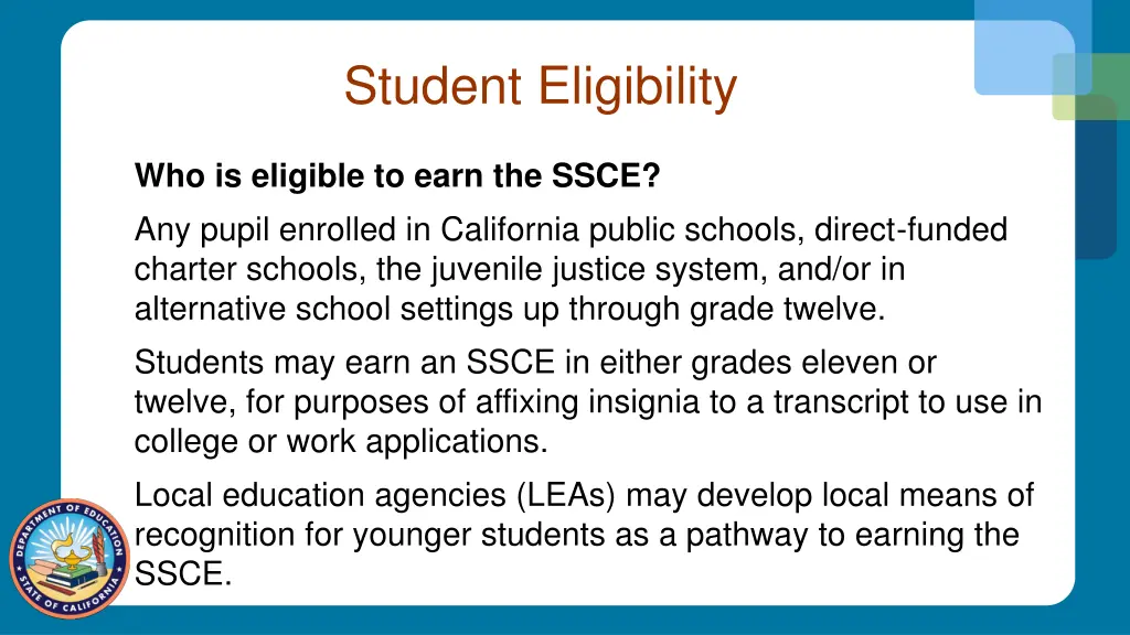 student eligibility