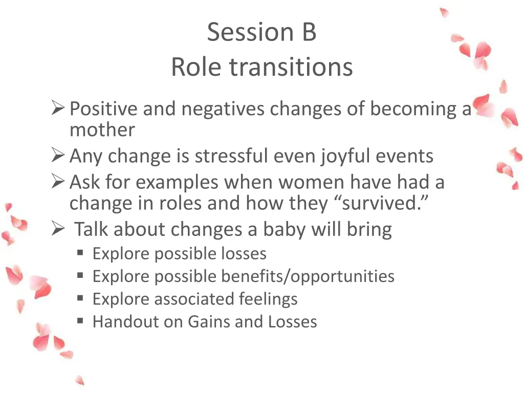 session b role transitions