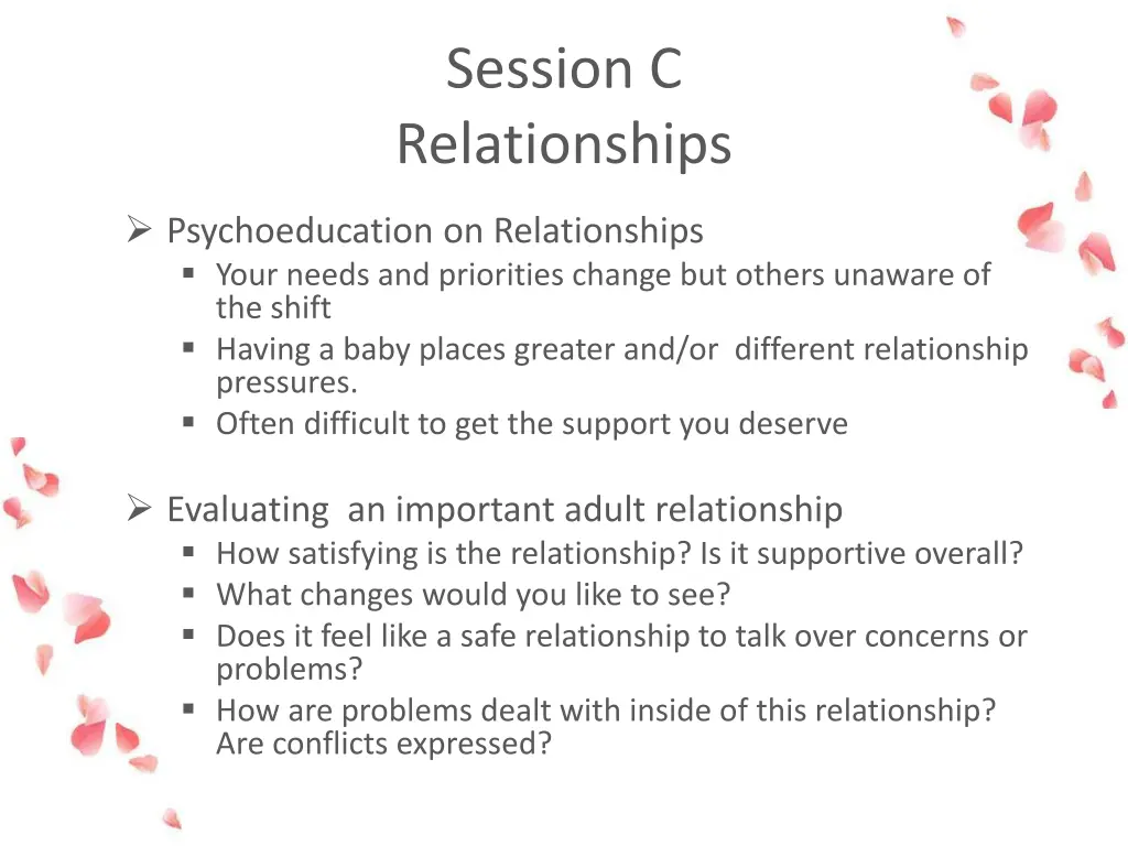 session c relationships