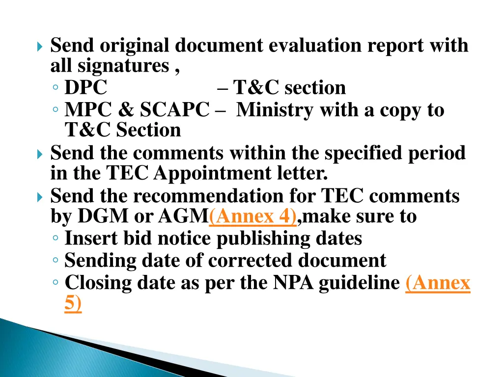 send original document evaluation report with