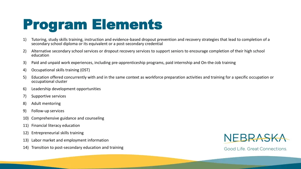 program elements program elements