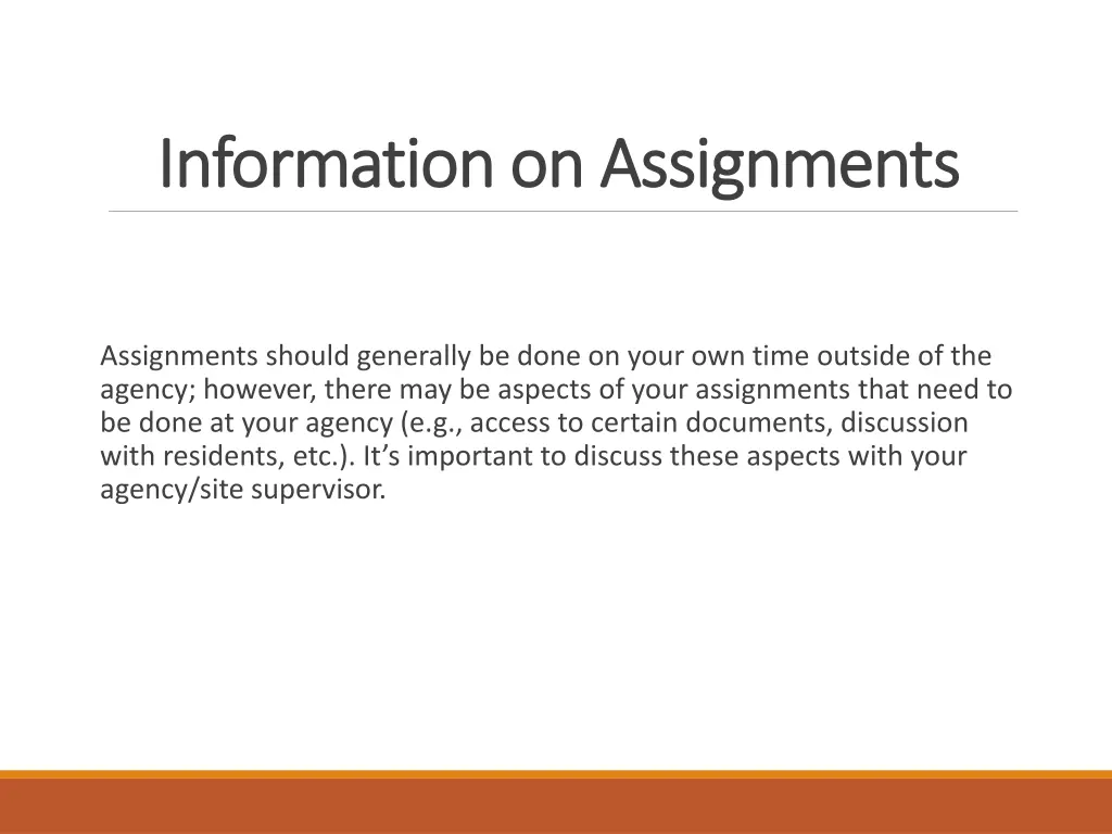 information on assignments information