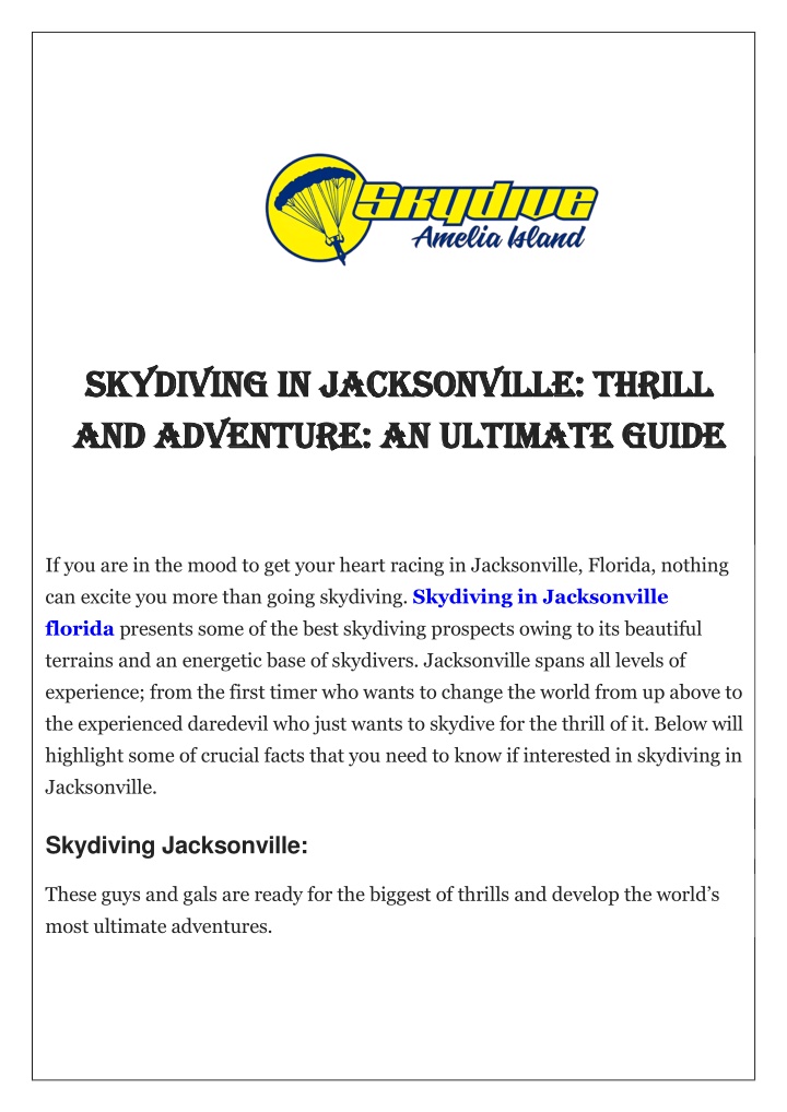 skydiving in jacksonville thrill skydiving