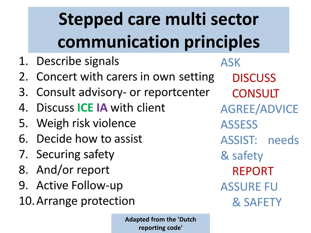 stepped care multi sector communication