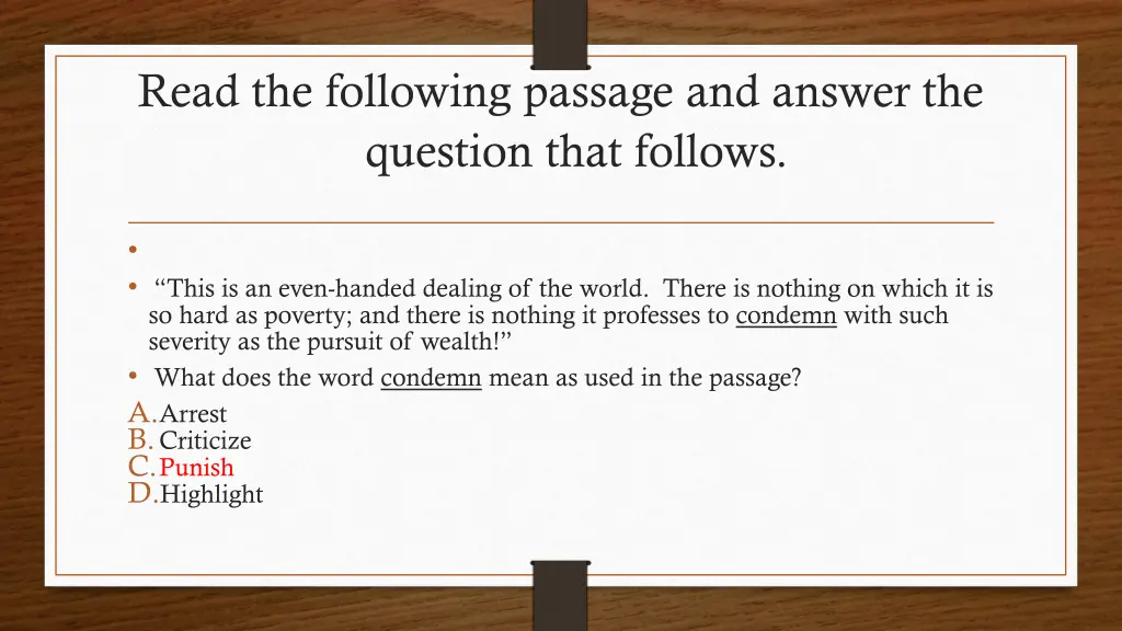 read the following passage and answer 1