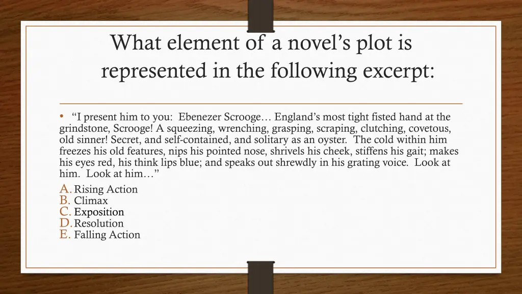 what element of a novel s plot is represented