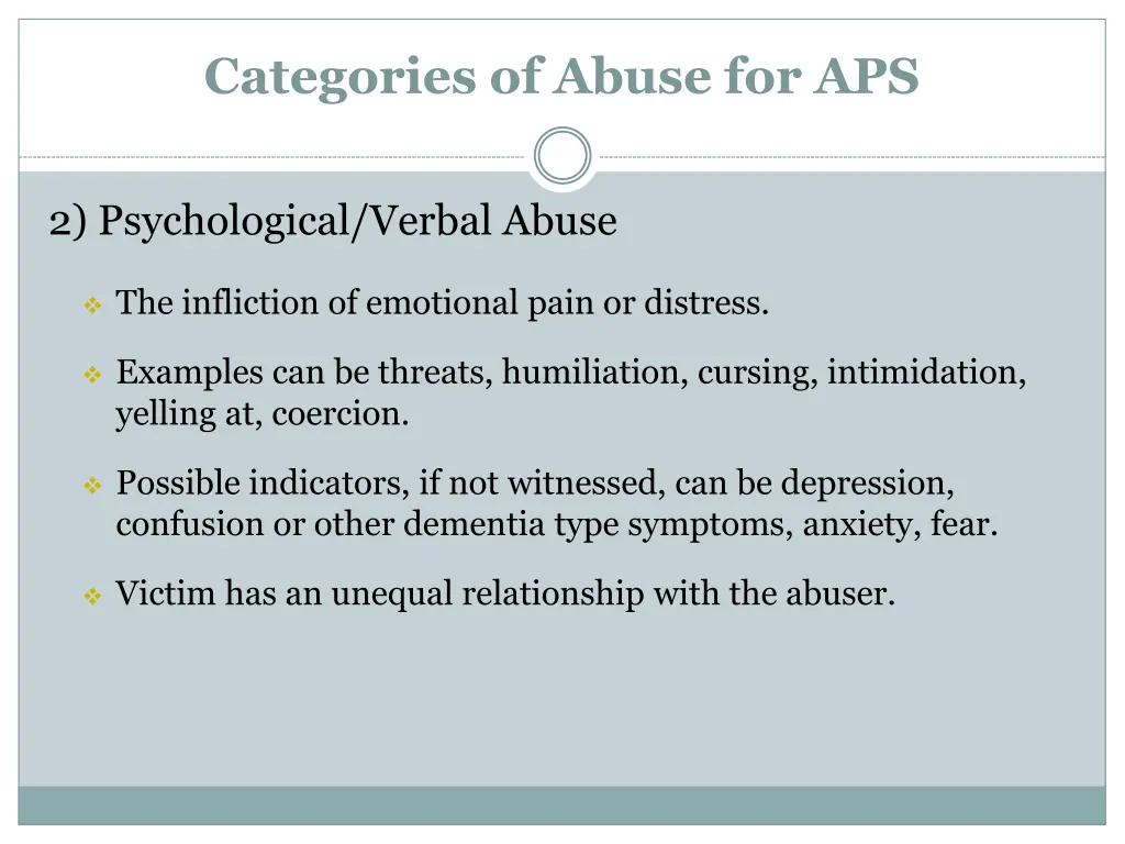 categories of abuse for aps 1