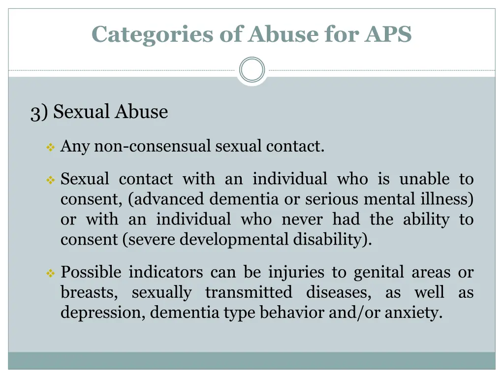 categories of abuse for aps 2