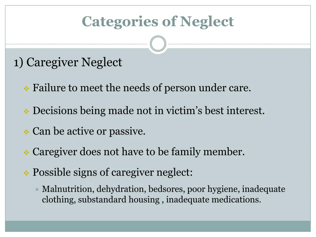 categories of neglect