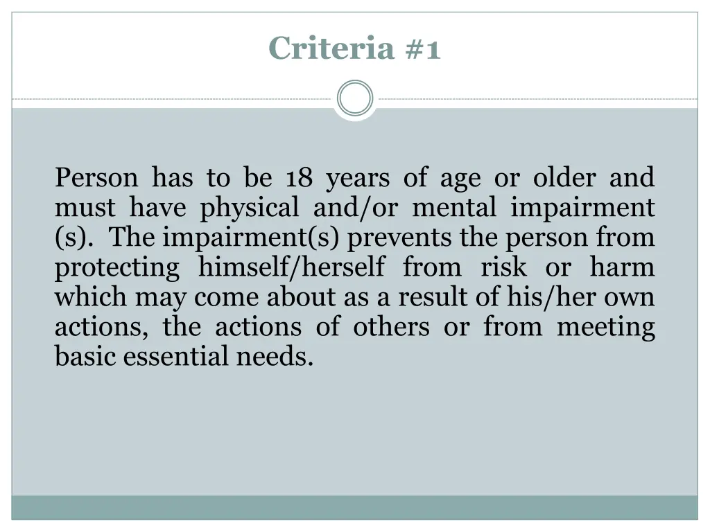 criteria 1